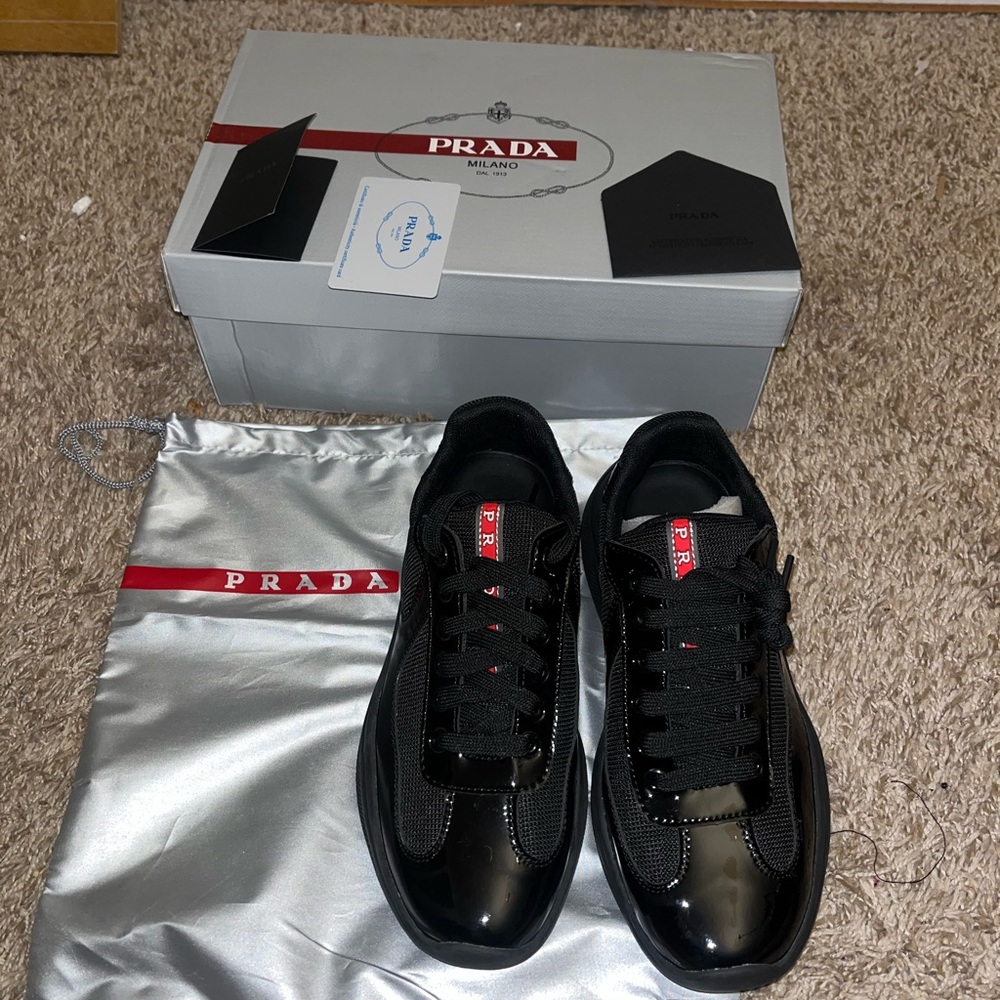 Prada Men's Glossy Black Sneakers